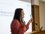 Councillor Sharmina August: Lead Member for Inclusive Economy, Anti-Poverty and Equalities speaking at the event